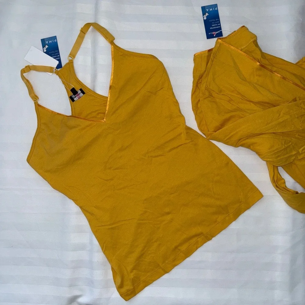 Cosabella Pima Cotton Modal‎ 3 Piece Robe Tank and Pants Pajama Set M